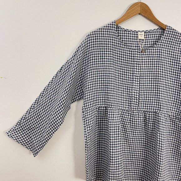 Lintico Caroline Linen Gingham Check Long-Sleeved Top - Picture 4 of 11